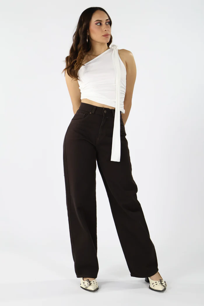 Wide-leg jeans marrón 2535- Talla 6
