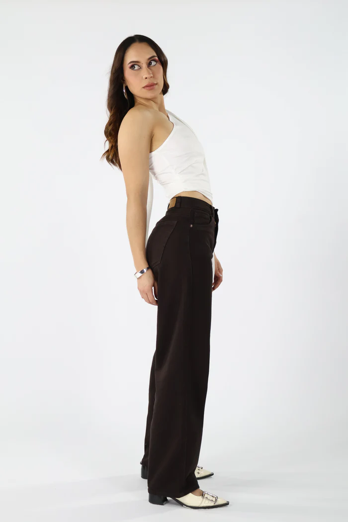 Wide-leg jeans marrón 2535- Talla 6 - Image 2