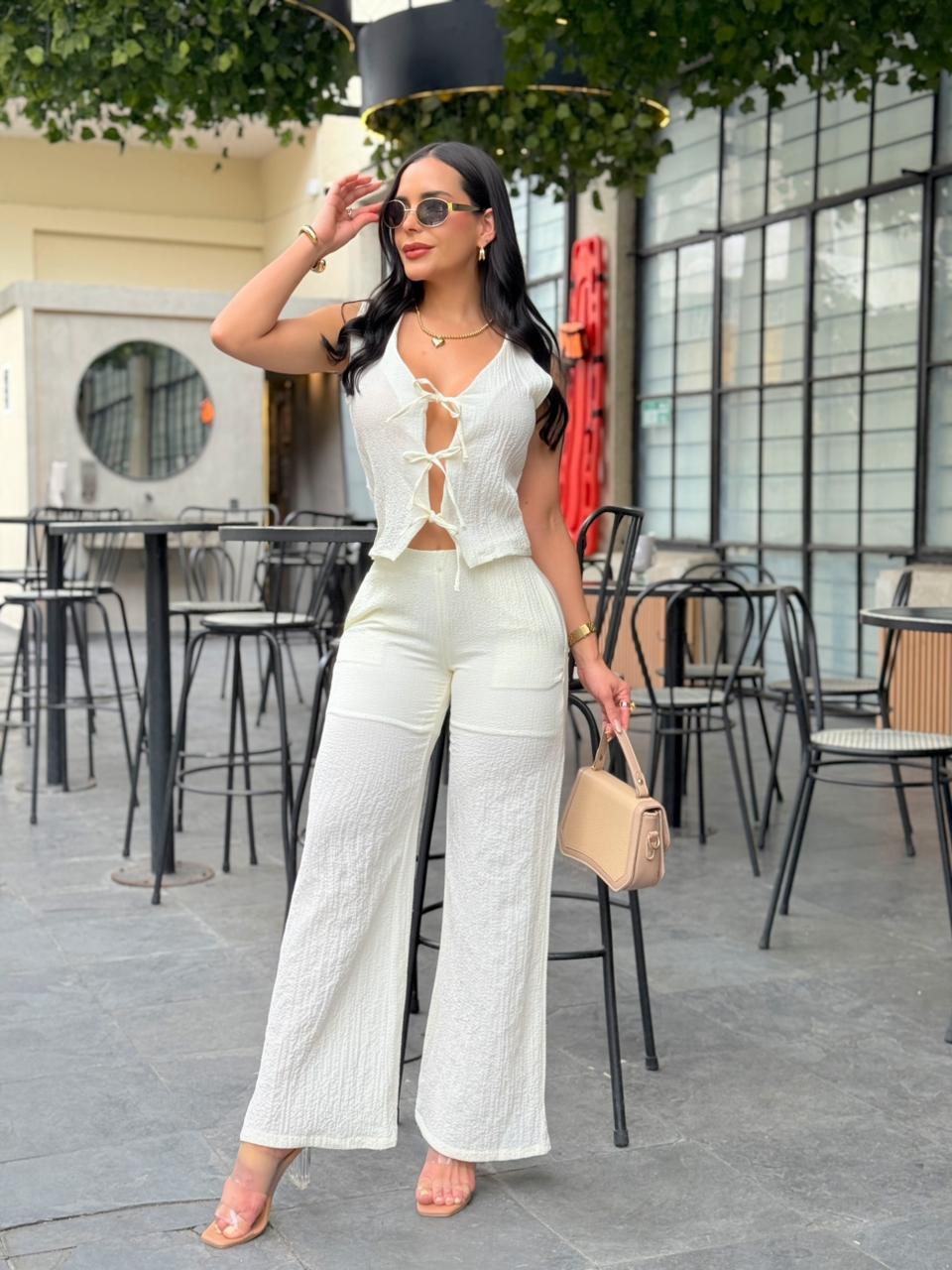 Set Pantalón Venecia marfil - Talla S